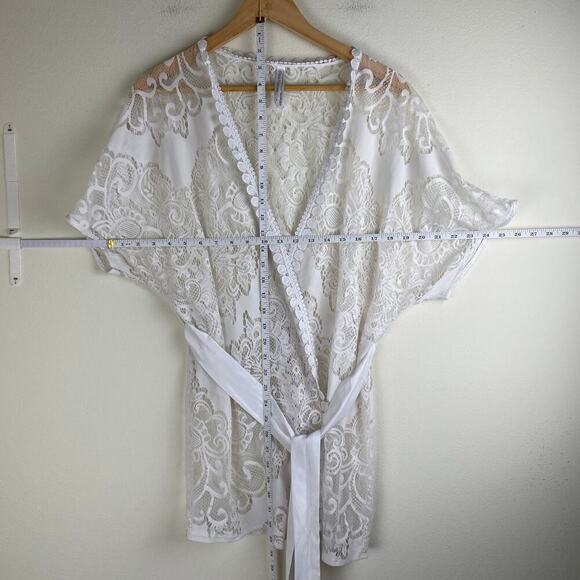 Flora Nikrooz Millie Lace Robe Size Small White Bride Bridal - Picture 13 of 13